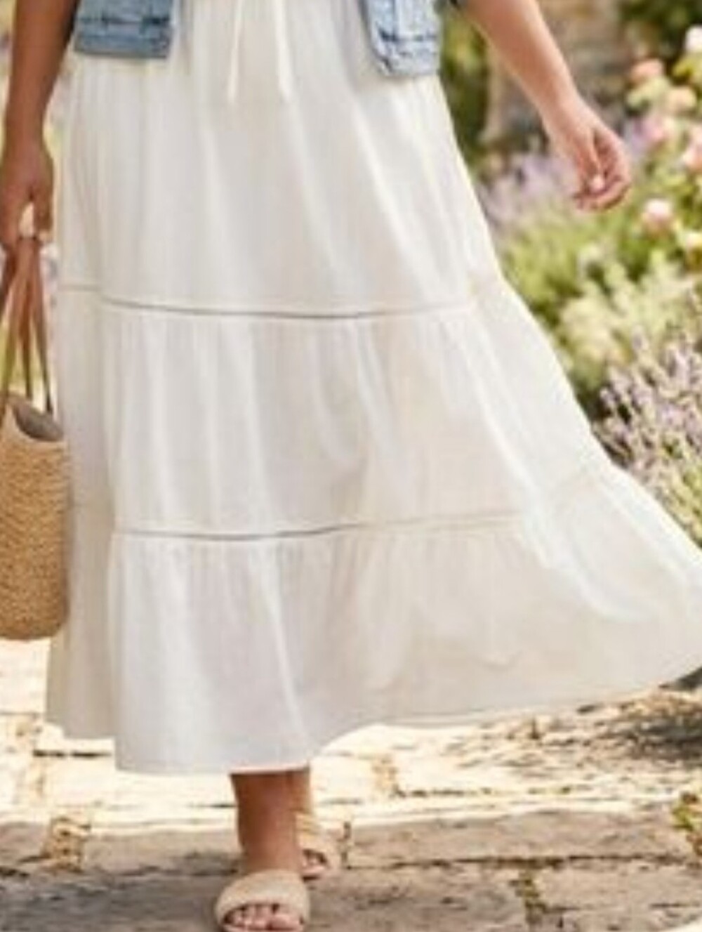 Ava & Viv White Cottagecore Maxi Skirt Peasant Prairie Chic Plus Size XXL